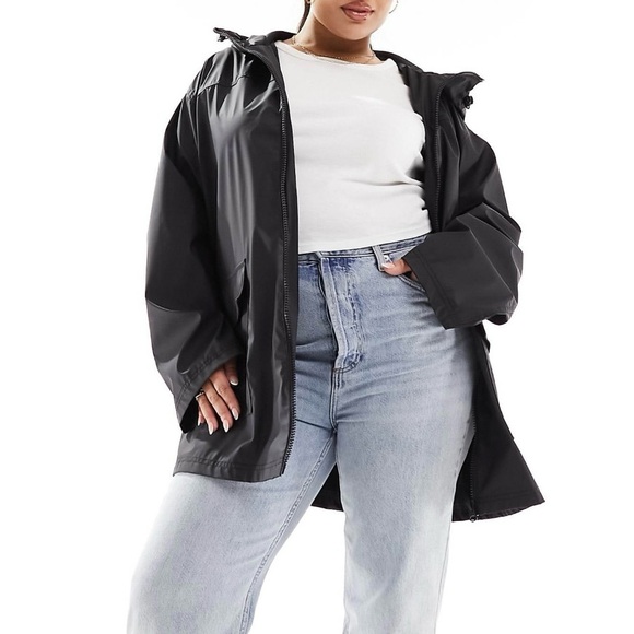 ASOS Curve Jackets & Blazers - BRAND NEW Women's Black Hooded Jacket-  Curve rubberized rain coat
